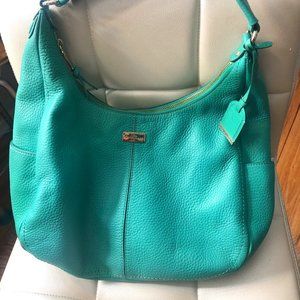 COLE HAAN PEBBLED LEATHER HOBO-Tiffany Blue